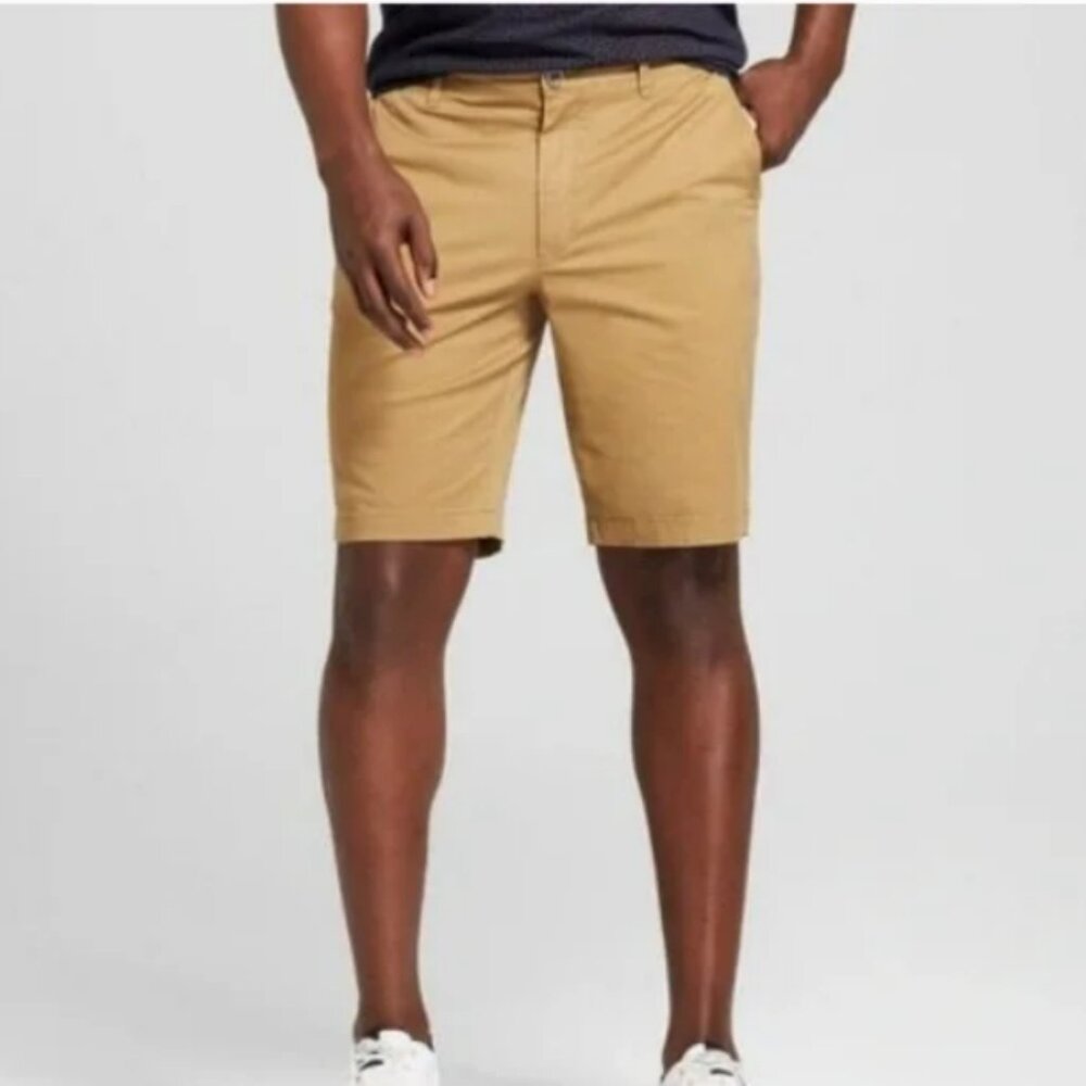 Goodfellow & Co. The Every Wear 9" Flat Front Mid-Rise Chino Short in Khaki/Tan